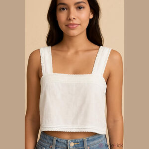 4OUR Dreamers Linen Cream Crop Top Extra Large